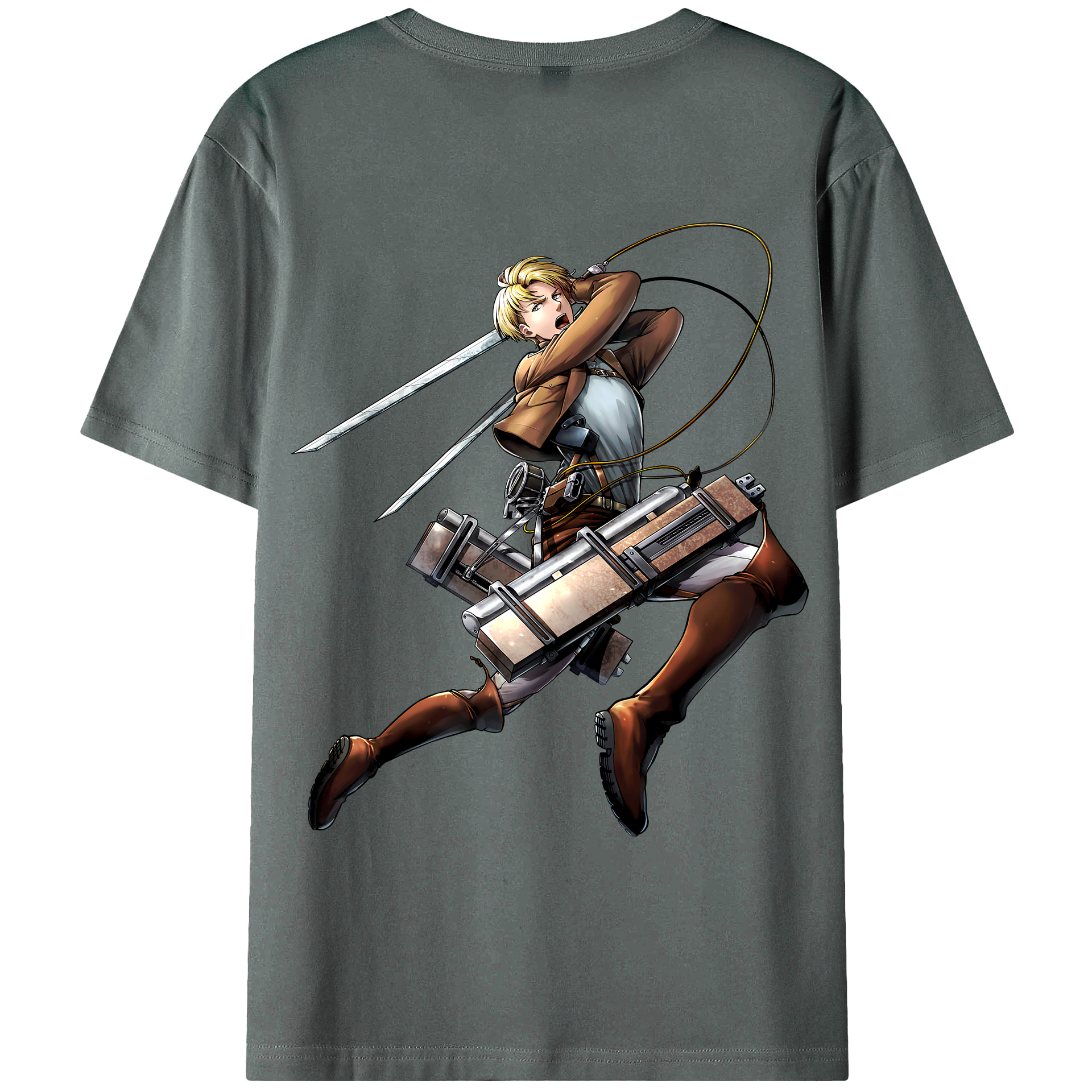 （画像用） 進撃の巨人 Attack on Titan 綿100％ メンズ半袖Tシャツ（バックプリント） 通気性